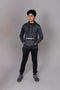 Hooded Tracksuit For Boys & Girls, UNISEX, Athletic Fleece(Grey & Black)