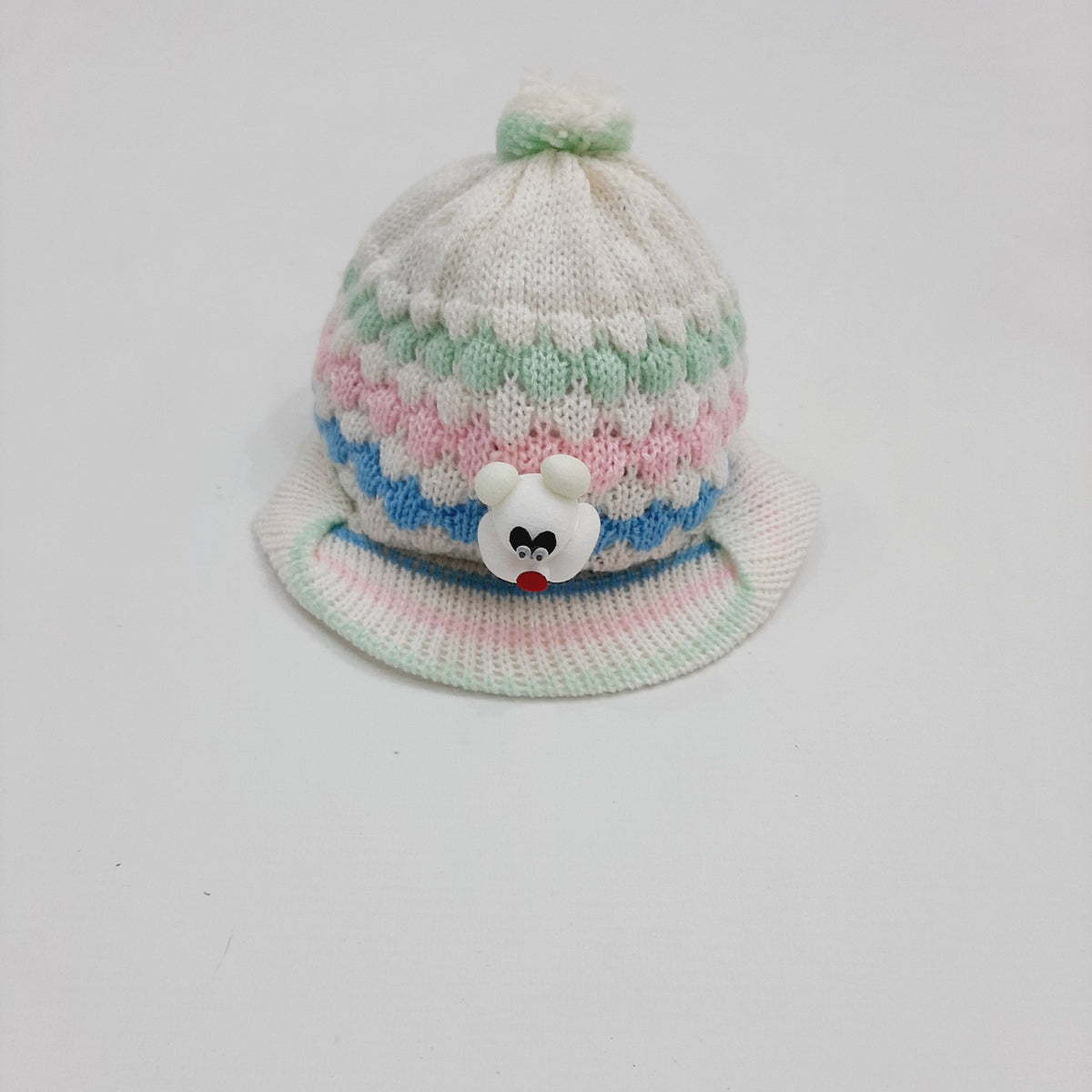 Pcap Woolen green pink blue lining
