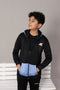 Hooded Tracksuit For Boys & Girls, UNISEX, Athletic Fleece(Black & Blue)