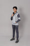 Hooded Tracksuit For Boys & Girls, UNISEX, Athletic Fleece(Light Grey)