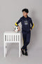 Hooded Tracksuit For Boys & Girls, UNISEX, Athletic Fleece(Yellow & Navy Blue)