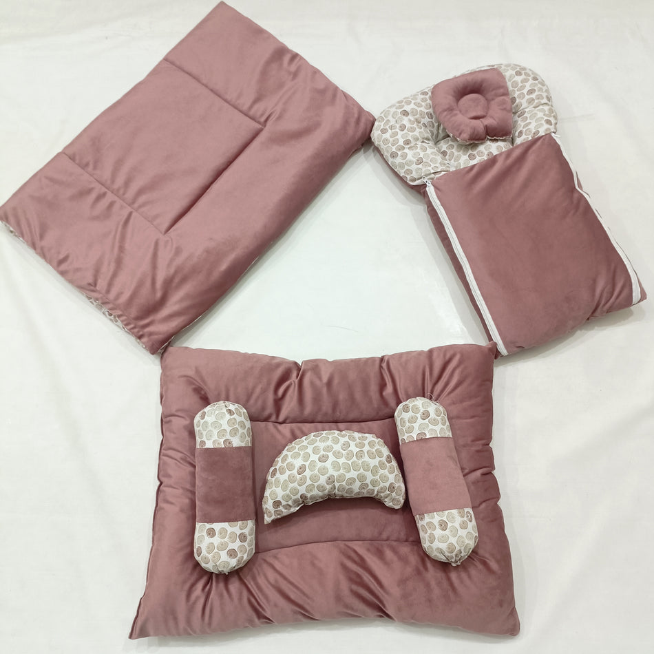 7 Pieces Baby Bedding Set Velvet Pink 1