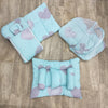 8 Pieces Baby Bedding Set sky blue hearts grey