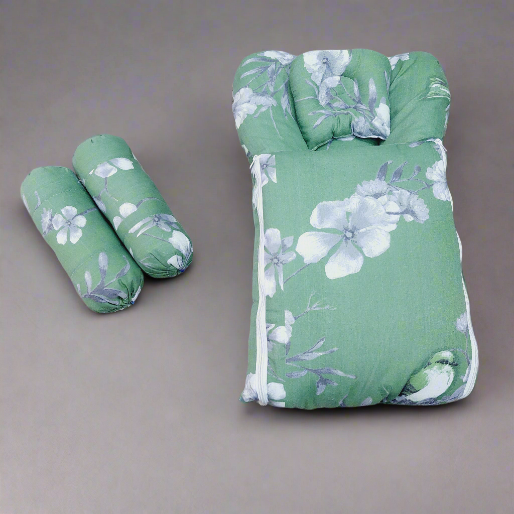 Carry Nest With Pillow green grey flowers